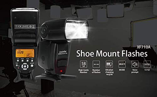 CSxinfei XF710A High Guide No.58 Flash Speedlite for Canon Nikon Pentax Olympus Fujifilm Panasonic DSLR Digital Cameras with Standard Hot Shoe
