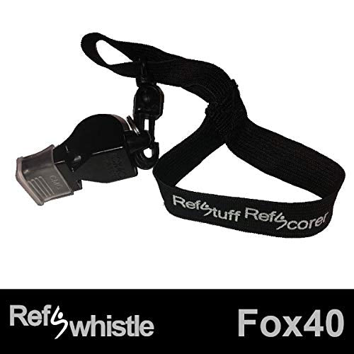 Referee Whistle Fox 40 Classic CMG Cushioned Mouth Grip on a RefStuff Elasticated Wrist Lanyard