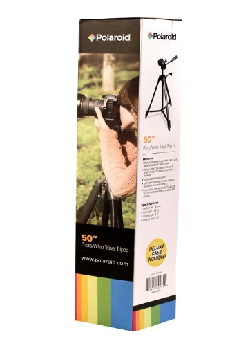 Polaroid 50” Travel Tripod With Carrying Case – Full Sized Digital Camera & Camcorder Tripod Weighs Under 2 Lbs. & Adjustable Legs Retract to Under 17” For Easy Portability – Locking Pan Head & Braced 50 Inch