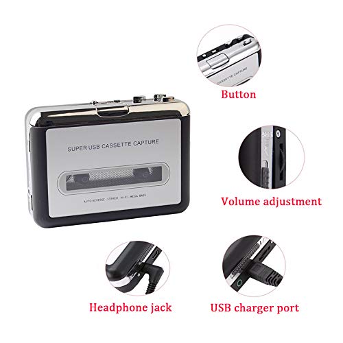 TenYua Walkman Cassette Player USB Cassette to MP3 Converter Capture Audio Music Player Tape Cassette Recorder