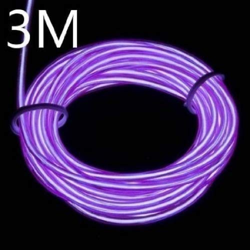 Lychee Neon Light El Wire with Battery Pack Neon Glowing Strobing Electroluminescent Wire for Car Dance Party Wedding Festival Decoration (Purple, 3m 9ft)