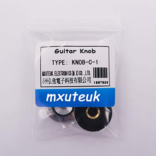 mxuteuk 4pcs Potentiometer Control Knob Volume Audio Electric Guitar Bass Screw Type 24 x 14.5mm (dh) KNOB-C-1