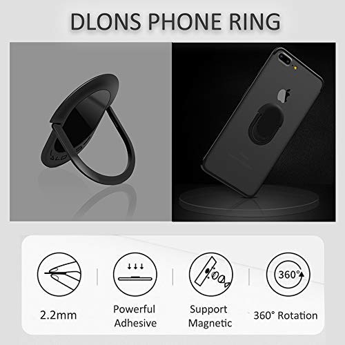 Cell Phone Ring Holder，Finger Ring Stand Universal 360 Degree Rotation Super-Thin Ring Grip Phone Case Ring for Magnetic Car Mount, All Smartphones and Tablets. (Black, 1Pack) Black