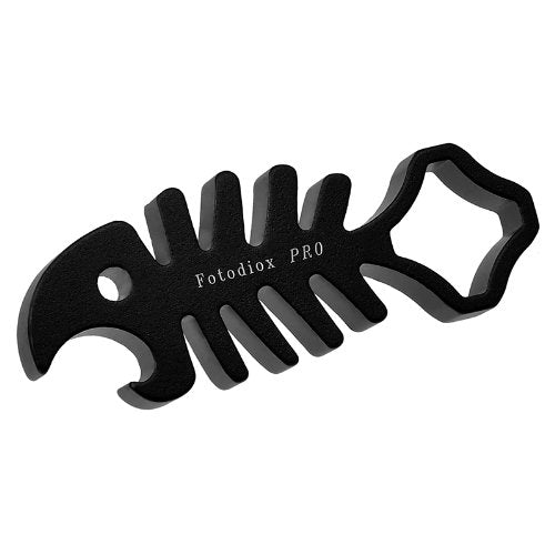 Fotodiox Pro GoTough Sharkbite - Black Aluminum Metal GoTough Wrench for Tightening GoPro Mounting Knobs, Screws and Bolts; Shark Styled Wrench with Bottle Opener