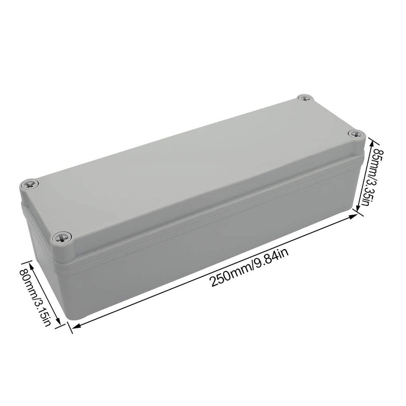 LeMotech Waterproof Dustproof IP67 Junction Box DIY Case Enclosure Gray 9.8 x 3.1 x 3.3 inch (250 x 80 x 85 mm) 9.8" x 3.1" x 3.3" Size L