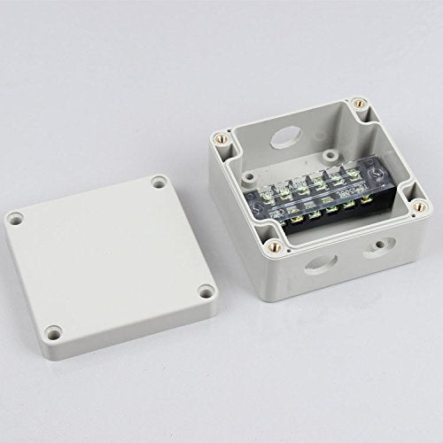 SamIdea 83x81x56mm 1In 2Out Waterproof Electric Junction Project Box with 6 Position 15A Barrier Terminals,PG9 Cable Glands,White Gray