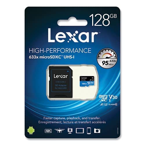 Lexar LSDMI128BBNL633A High-Performance Blue Series 633x microSDHC/microSDXC UHS-I Card (128 GB)