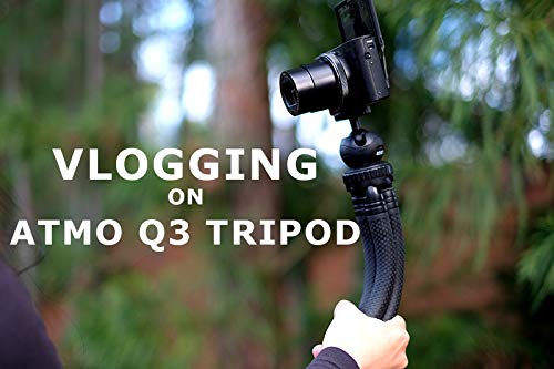 ATMO Q3 Flexible Mini Tripod Waterproof 12-in, Black - Use for Mirrorless, Compact Camera, Action Cam Outdoor, Sports, Vlog, Selfie, Tabletop Tripod - Lightweight, Portable for Travel