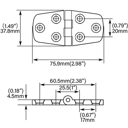 Marine Hinges 3" x 1.5" Stainless Steel Heavy Duty Hinges,Boat Trapezoidal Butt Door Cupboard Hinge,Cabinet Hatch Hardware,Pack of 2