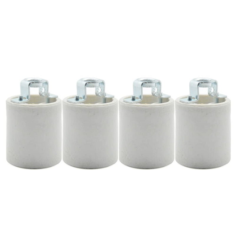 E26 Socket,Standard Medimun Screw Socket E26 E27 Bulb Lamp Holder,Screw Fixing for E26 Halogen Incandescent LED Light Bulb (4-Pack) 4 Pack