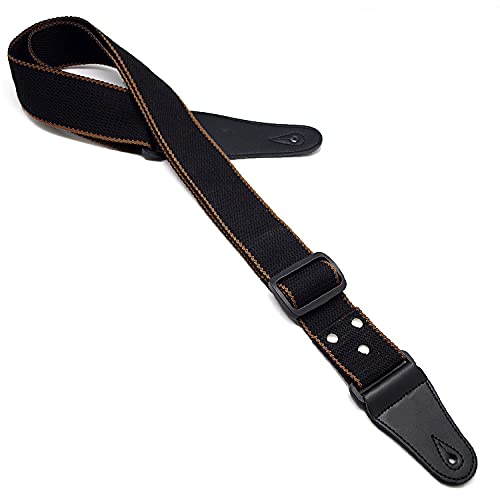 [AUSTRALIA] - Adjustable Pure Cotton Electric Guitar Strap Belt for Acoustic Guitar Bass Musical Instrument Accessories (Black) Black 