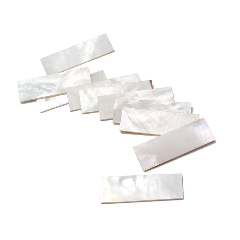 SUPVOX 10pcs Inlay Material White Mother of Pearl Shell Blanks Sheet Rectangle Inlay Material for Guitar