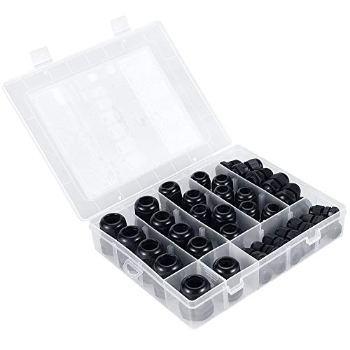 MAKERELE 45PCS Cable Gland Kit Plastic Waterproof Adjustable 3-15mm Cable Glands Joints,Black Black Cable gland kit