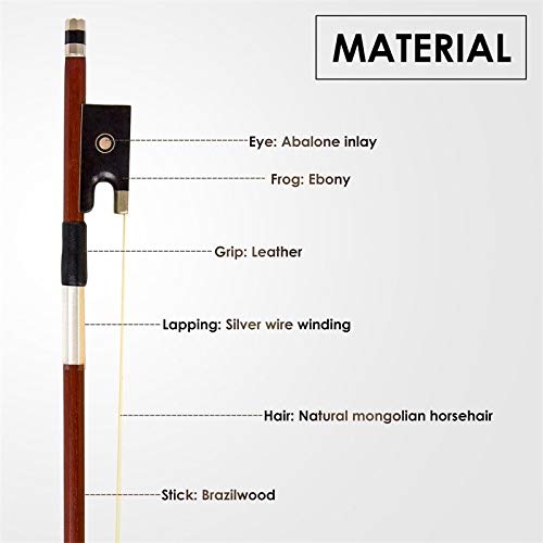 Violin Bow 4/4 Superior Brazilwood Violin Bow Ebony Frog White Horse Hair Well Balanced Handmade Intermediate Users Advance Students Violin Bow