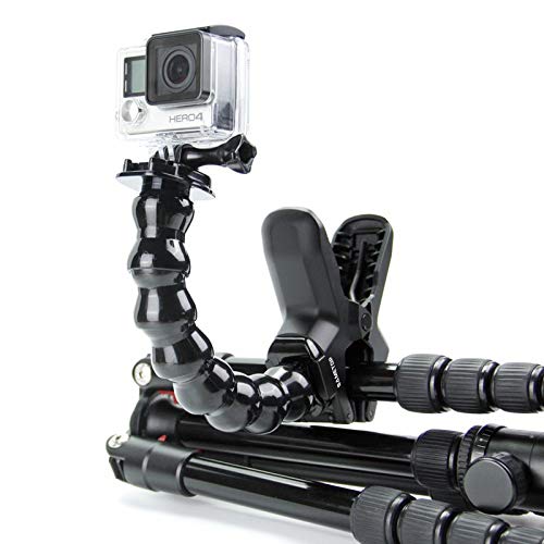 Sametop Jaws Flex Clamp Mount with Adjustable Gooseneck Compatible with GoPro Hero 10, 9, 8, 7, 6, 5, 4, Session, 3+, 3, 2, 1, Max, Hero (2018), Fusion, DJI Osmo Action Cameras Standard