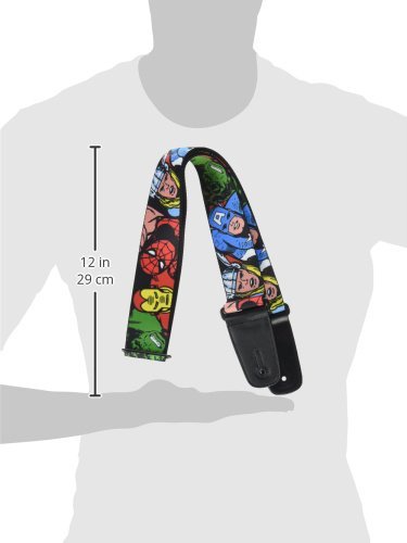 Buckle-Down Guitar Strap 5 Marvel Characters Black, 2 Inches Wide Comics Strap-5-Marvel (GS-WAV002)