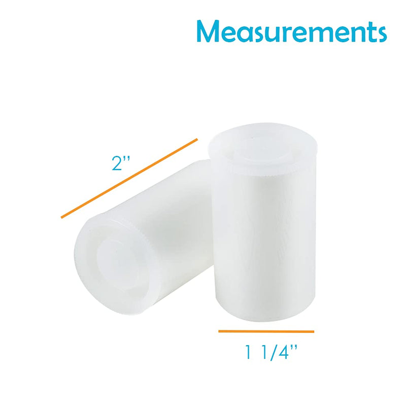 Houseables Film Canisters w/ Caps, 60 Pk, 35MM Empty Camera Reel Containers, for Rockets, White, 8 OZ, 2" H, 1" W, Plastic, Films Developing Processing Tube, Roll Case, Small Accessories, Storage 60 Pack
