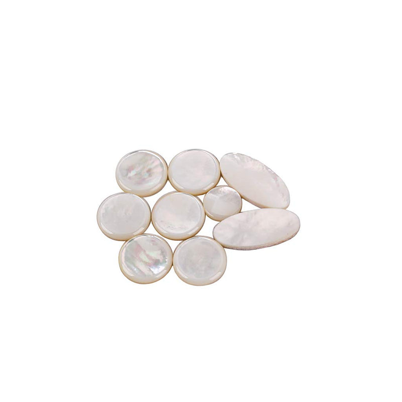 Alnicov High Quanlity 9Pcs/Set Alto Tenor Soprano Saxophone Sax Pearls Key Buttons Inlays Accessories,white shell