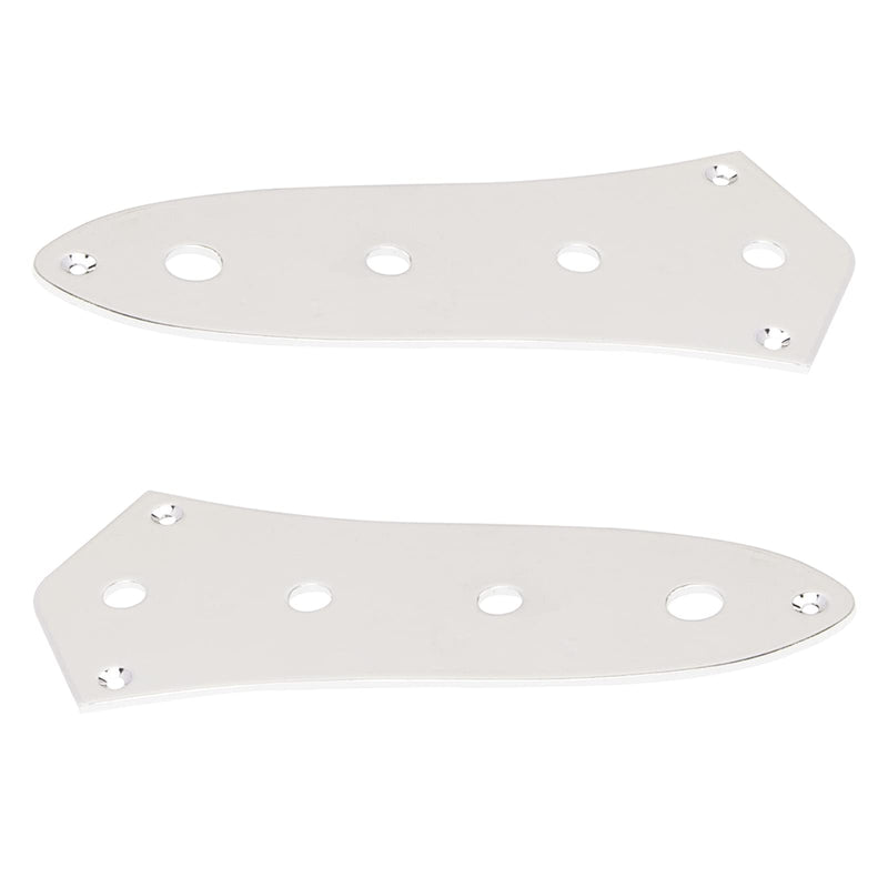 2Pcs Yootones 4 Holes Jazz Bass Control Plate Compatible with Jazz J Bass Guitar Parts (Silver)