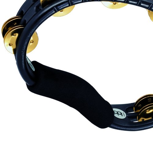 Meinl Percussion TMT1B-BK Traditional ABS Plastic Handheld Tambourine with Double Row Brass Jingles, Black