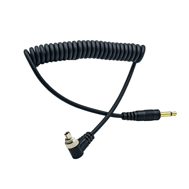 3.5mm Plug to Male Flash PC Sync Cord Cable 12" 12 inch for Studio Photography Coiled Cable