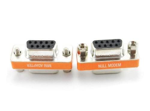 CablesOnline DB9 Null Modem Female to Female Slimline Data Transfer Adapter/Gender Changer, (2-Pack) (AD-N06M-2)