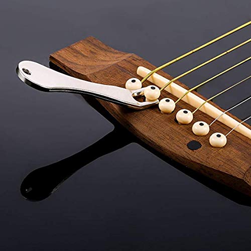 Non-square 24 PCS Plastic Acoustic Guitar Bridge Pins Pegs with Bridge Pin Puller Remover, Ivory & Black.