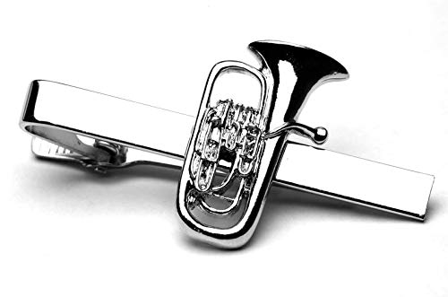 Euphonium Tuba Silver Tie Clip with Matching Keyring. Gift Boxed