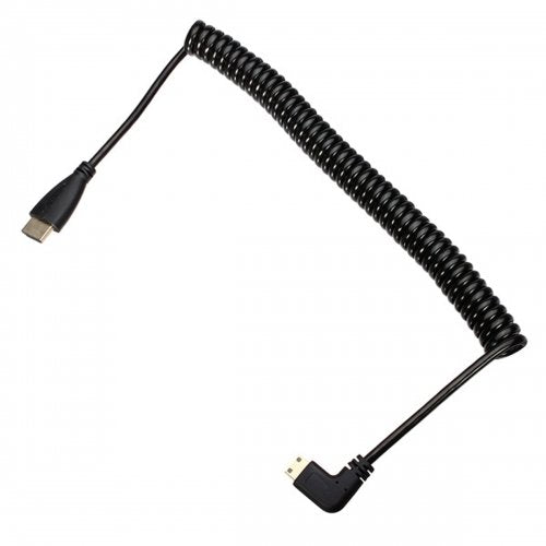 [AUSTRALIA] - Cablecc 90 Degree Right Angled Type Mini HDMI Male to HDMI Male Stretch Spring Cable 4ft Cablecc 