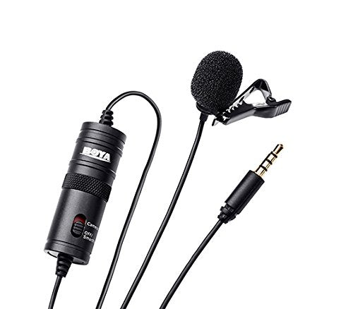 Boya Lavalier Lapel Clip-on Omnidirectional Condenser Microphone-20ft Audio Cable- for DSLRs Camcorders Video Cameras and Iphone Smart Phone, Iphone 6 BY-M1