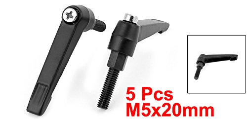 uxcell a15072200ux0164 Jigs Knobs Lathe Lever Adjustable Clamping Handle M5 x 20 mm Pack of 5