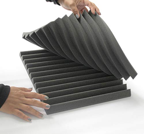 [AUSTRALIA] - Mybecca 12 PACK Acoustic Foam Wedge Soundproofing Wall Tiles 12" X 12" X 1", Charcoal 