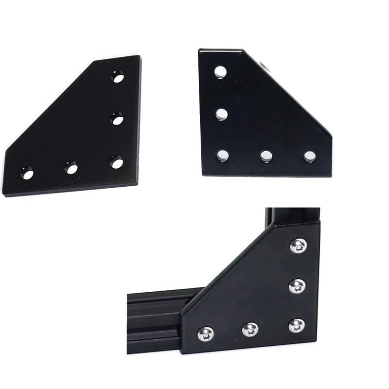[AUSTRALIA] - YVSPTIK 8PCS/Set Surface Anodic Oxidation Black L Shape Corner Bracket Plate 5-Hole Outside Joining Plate for 2020 Series Aluminum Profile 3D Printer Frame (2020, Black L-8pcs) 
