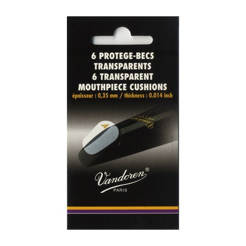 Vandoren VMC6 Mouthpiece Cushions; Clear; Thin; 0.35mm/.014"; Pack of 6