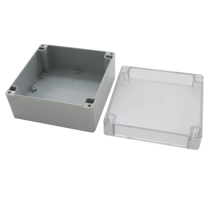 Heyiarbeit ABS Plastic Junction Box Dustproof Waterproof IP65 Electrical Enclosure Box Universal Project Enclosure Grey with PC Transparent Clear Cover 6.30 x 6.30 x 3.54 inches (160 x 160 x 90mm)