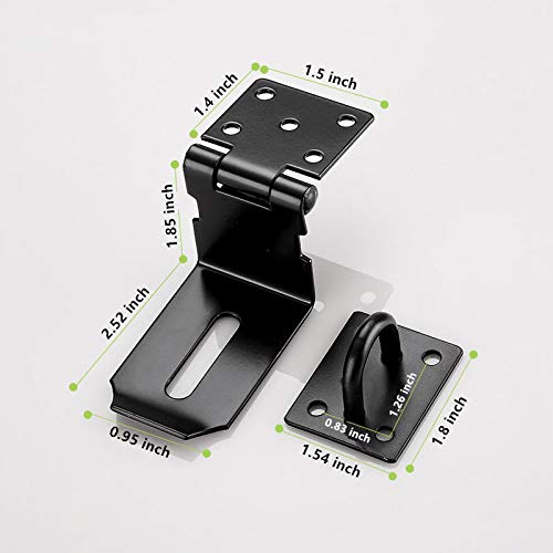 Door Hasp Padlock Latch Stainless Steel Safety Clasp Hasp Lock Latch Matte Black Finish 2 Pack (90Degree 4inch) 90Degree 4inch