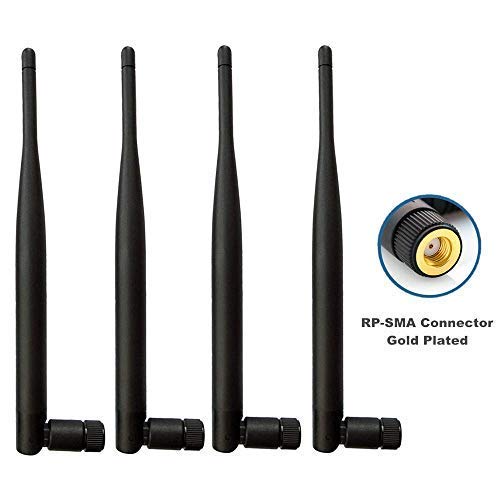 TECHTOO WiFi Antenna Dual Band 2.4/5g 5dBI MIMO Antenna with RP-SMA Connector for Drone Transmitter/Wireless Router Range Extender Network Card USB Adapter IP Security Camera (RP-SMA Black 4pack) RP-SMA Black 4pack