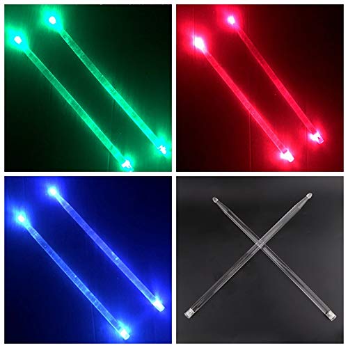 YiPaiSi 5A Acrylic Drum Stick, Bright LED Light Up Drumsticks, Glow in The Dark, Set your gig on fire (Green)