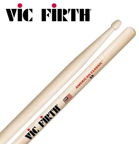 Vic Firth American Classic Drumsticks - 5A with Teardrop-shaped tips, 16" Length, and .565" Diameter (3-Pack)