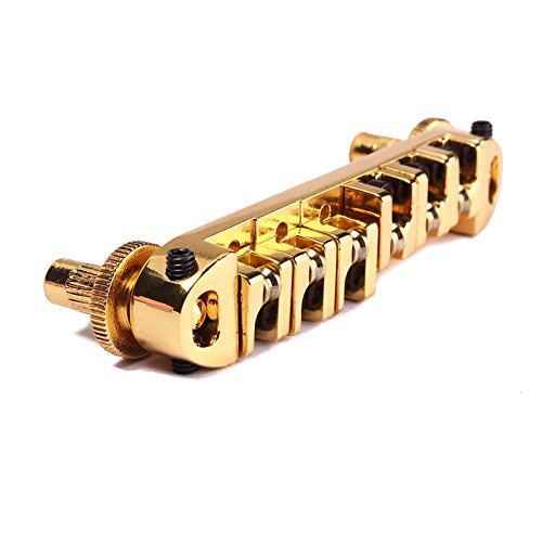 Alnicov Guitar Bridge Tailpiece Gold Pating Roller Saddle Tune-O-Matic LP Electric Guitar Replacement