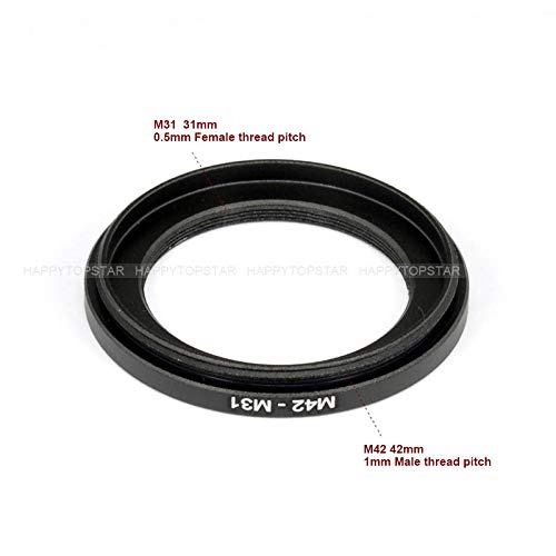 Metal M42 (42mm 1mm Thread Pitch) to M31 (31mm 0.5mm Thread Pitch) M42-M31 mm Male to Female Step-Down Coupling Ring Adapter for Lens Filter Telescope