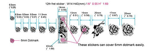 Inlay Sticker Fret Markers for Guitars & Bass - Roses,F-025RS-WT White Pearl