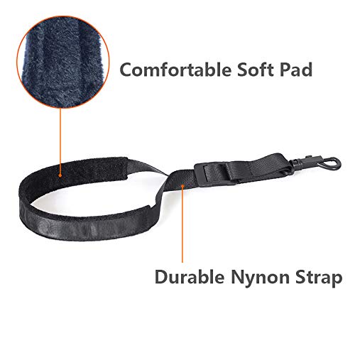 Morneve Saxophone Neck Strap Soft Padded Sax Strap for Alto Tenor Saxophone Baritone Soprano Clarinet Horn Music Thick Swivel Sheepskin Suede Villus Snap Hook Men Women Kids