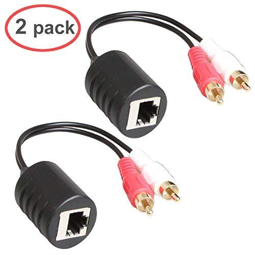 Relper-Lineso 2 Pack Gold Plated Stereo RCA to Stereo RCA Audio Signal Over Cat5/6 Cable (2 RCA Gold Plated)