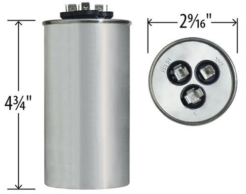Genteq 50 + 7.5 uF MFD x 440 VAC GE Industrial Replacement Dual Capacitor Round # C45075R / 97F9987