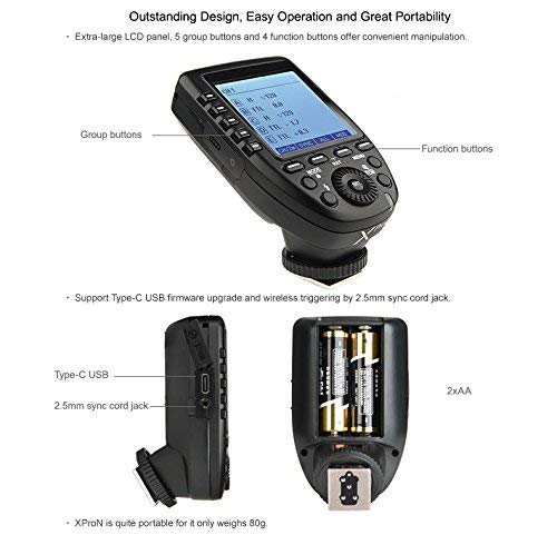 Godox Xpro-N TTL Wireless Flash Trigger for Nikon, Support 1/8000s HSS, 5 Dedicated Groups Buttons, Large Dot-Matrix LCD Display