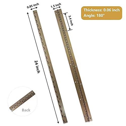 [AUSTRALIA] - Piano Hinge 24 Inch, Continuous & Piano Hinges , Thickened Steel Heavy Duty Piano Hinge, Continuous Hinge with Antique Bronze Finish, 1-1/2" x 24", 0.06" Thickness 