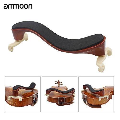 ammoon Violin Shoulder Rest Maple Wood for 3/4 4/4 Violin Fiddle with Cleaning Cloth, Collapsible and Height Adjustable Feet