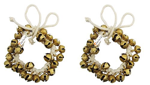 Prisha India Craft Kathak Ghungroo Pair, (25+25) (16 No. Ghungroo) Big Bells Tied with Cotton Cord Indian Classical Dancers Anklet Musical Instrument