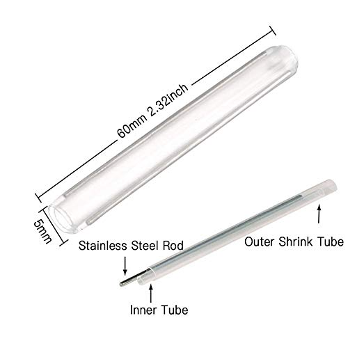300pcs Fiber Splice Sleeves（5mm diam, 60mm Length）Fusion Fiber Optic Cable Heat Shrinks Tubing 304 Stainless Steel PE Clear Bare Optical Fiber Fusion Pipe hot melt Protection Tubes